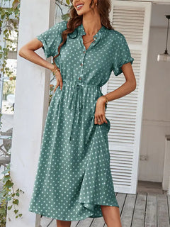 Ladies Polka Dot Print Shirt Dress