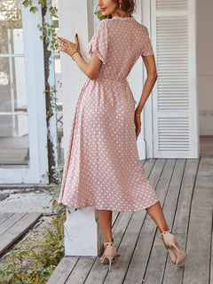 Ladies Polka Dot Print Shirt Dress