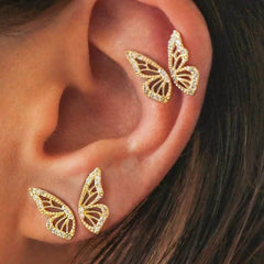 Rhinestone Butterfly Wing Stud Earrings